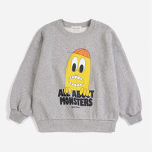 Load image into Gallery viewer, Gray sweatshirt with a cartoon character and text on a white background
