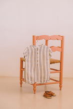 Load image into Gallery viewer, Studio Boheme - Bebecito Romper (Blue / Gold Stripes)
