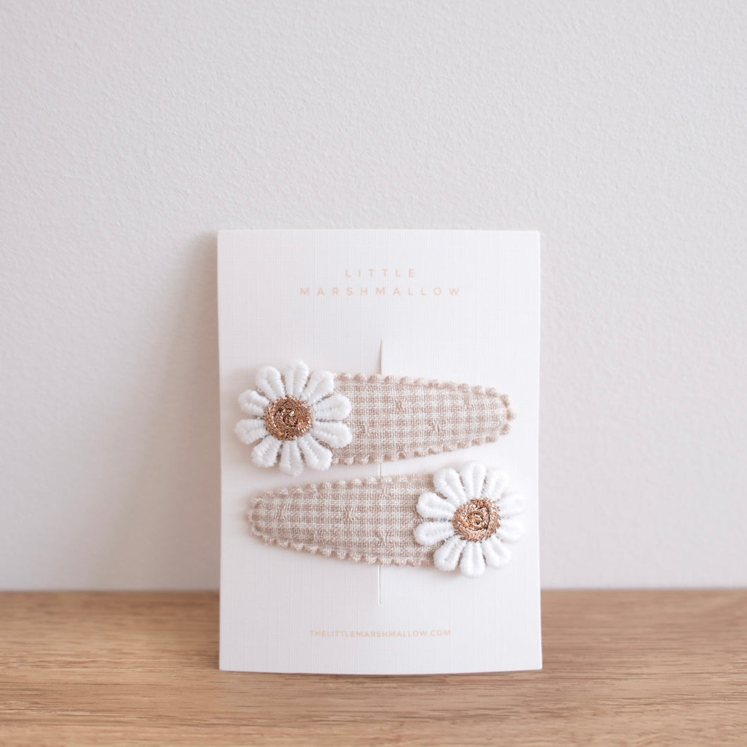 髮夾2入 // Daisy Clip Set - Ash Gingham