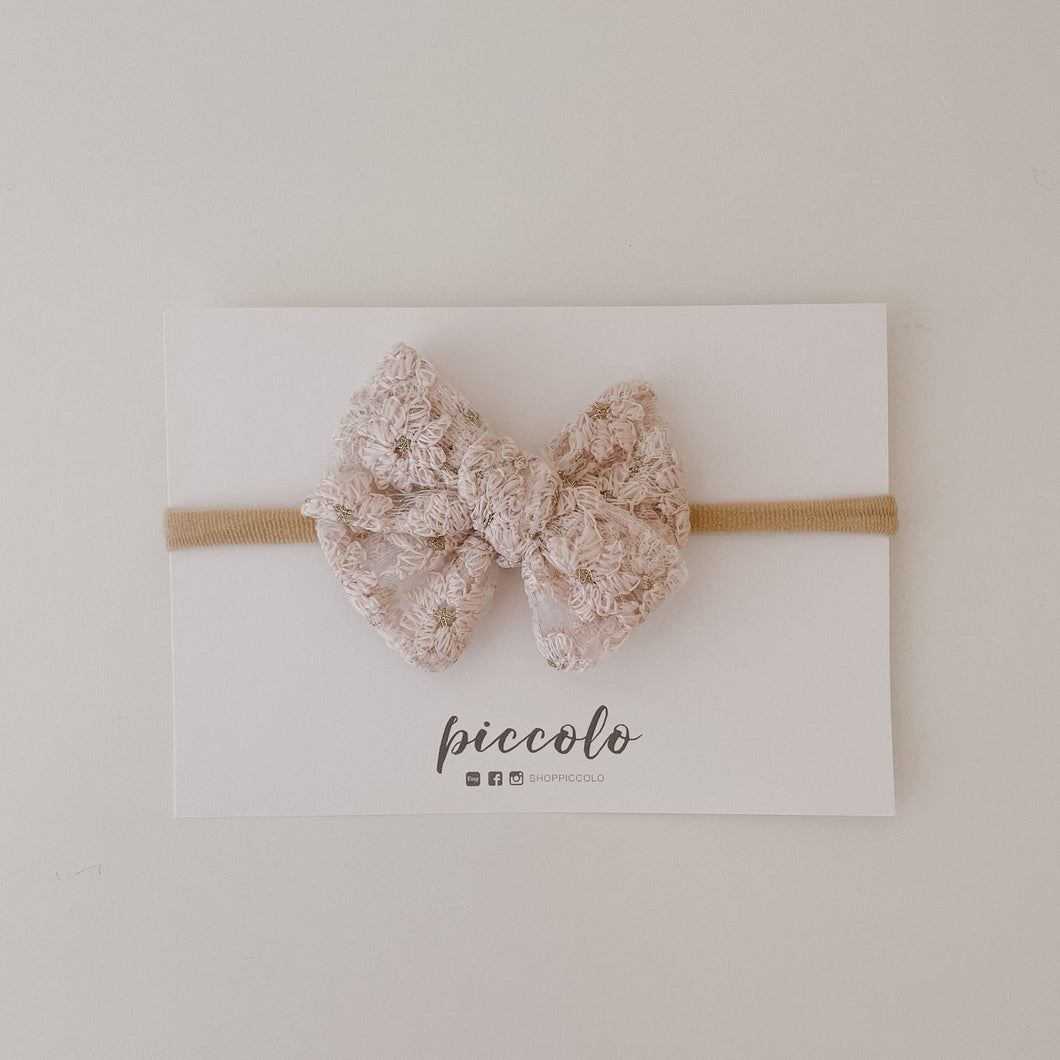 Pink Floral 蝴蝶結髮帶