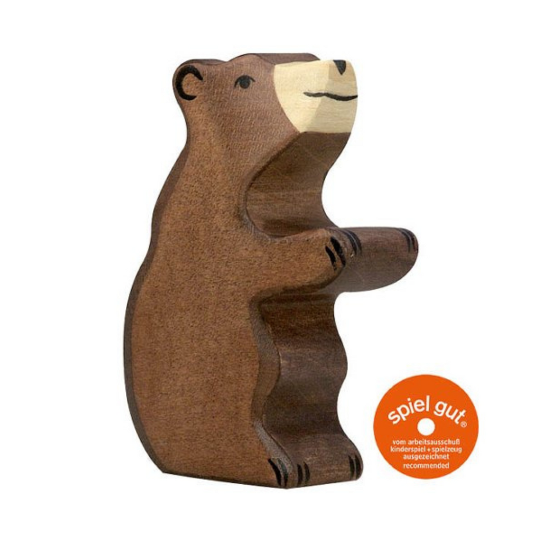Holztiger - Brown bear, small, sitting (棕熊，小，坐著)
