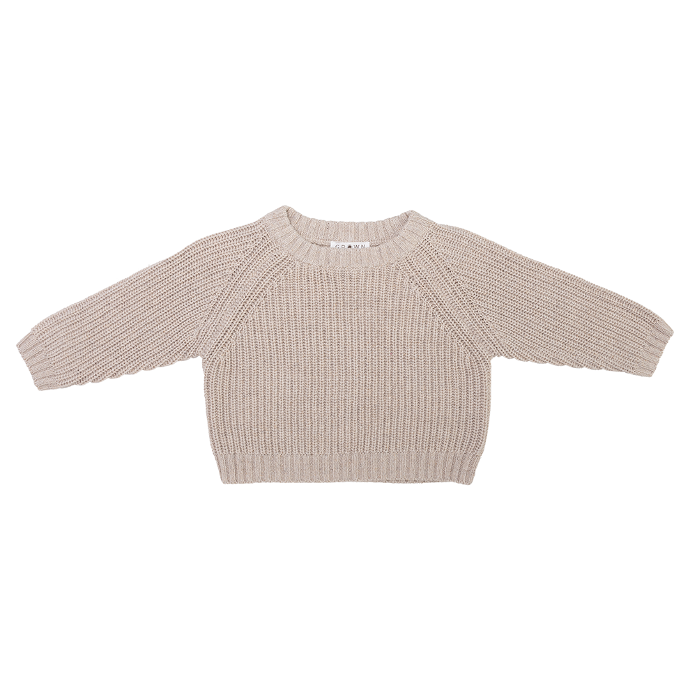 GROWN - Speckled Raglan Pull Over Pebble