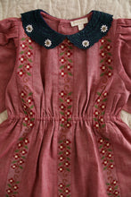 Load image into Gallery viewer, Bonjour Diary - Embroidered Dress Red Chambray 2Y-8Y
