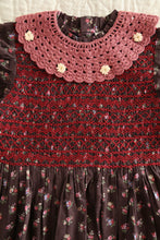 Load image into Gallery viewer, Bonjour Diary - Handsmock Dress with Crochet Collar Little bouquet print 2Y-8Y
