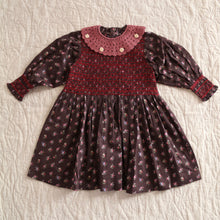 Load image into Gallery viewer, Bonjour Diary - Handsmock Dress with Crochet Collar Little bouquet print 2Y-8Y
