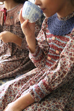 Load image into Gallery viewer, Bonjour Diary - Handsmock Blouse with Crochet Collar (Blue Flowers Field Print) 2Y-8Y
