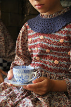Load image into Gallery viewer, Bonjour Diary - Handsmock Blouse with Crochet Collar (Blue Flowers Field Print) 2Y-8Y
