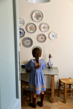 Load image into Gallery viewer, Bonjour Diary - Long Dress with Crochet Collar Blue Chambray Dress 2Y-8Y
