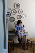 Load image into Gallery viewer, Bonjour Diary - Long Dress with Crochet Collar Blue Chambray Dress 2Y-8Y
