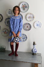Load image into Gallery viewer, Bonjour Diary - Long Dress with Crochet Collar Blue Chambray Dress 2Y-8Y

