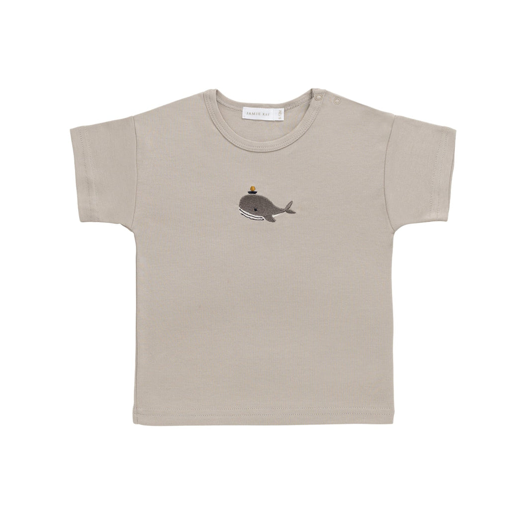 Jamie Kay - Pima Cotton Hunter Tee - Hazy Taupe Whale