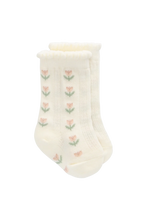 Load image into Gallery viewer, Jamie Kay - Ines Knee High Sock - Ines Floral Egret 1-2Y

