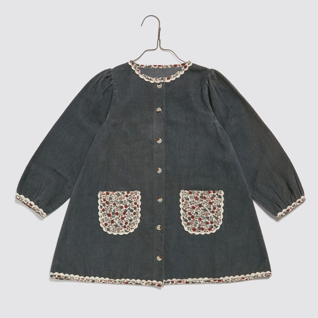 Little Cotton Clothes - 天鵝絨連排扣裙子 Juniper