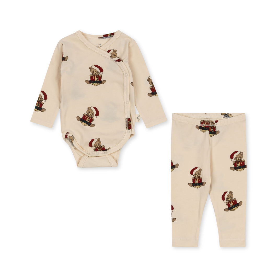 Konges Slojd - Kimono Bodysuit and Pants Set (Christmas Teddy)