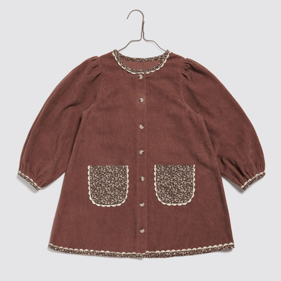 Little Cotton Clothes - Jules Dress Velvet in Nutmeg