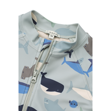Load image into Gallery viewer, Liewood - Max Printed Shortsleeve Swimsuit (Shark / Dove blue)
