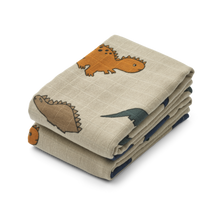 Load image into Gallery viewer, Liewood - Lewis Muslin Cloth 2PK (Dinosaur)
