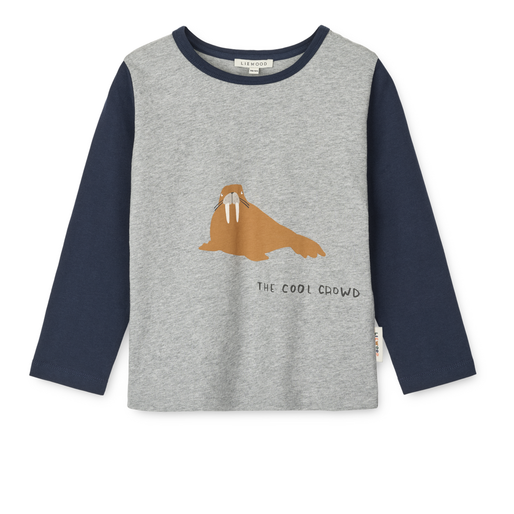 LIEWOOD - Apia Placement Longsleeve T-shirt (Walrus)