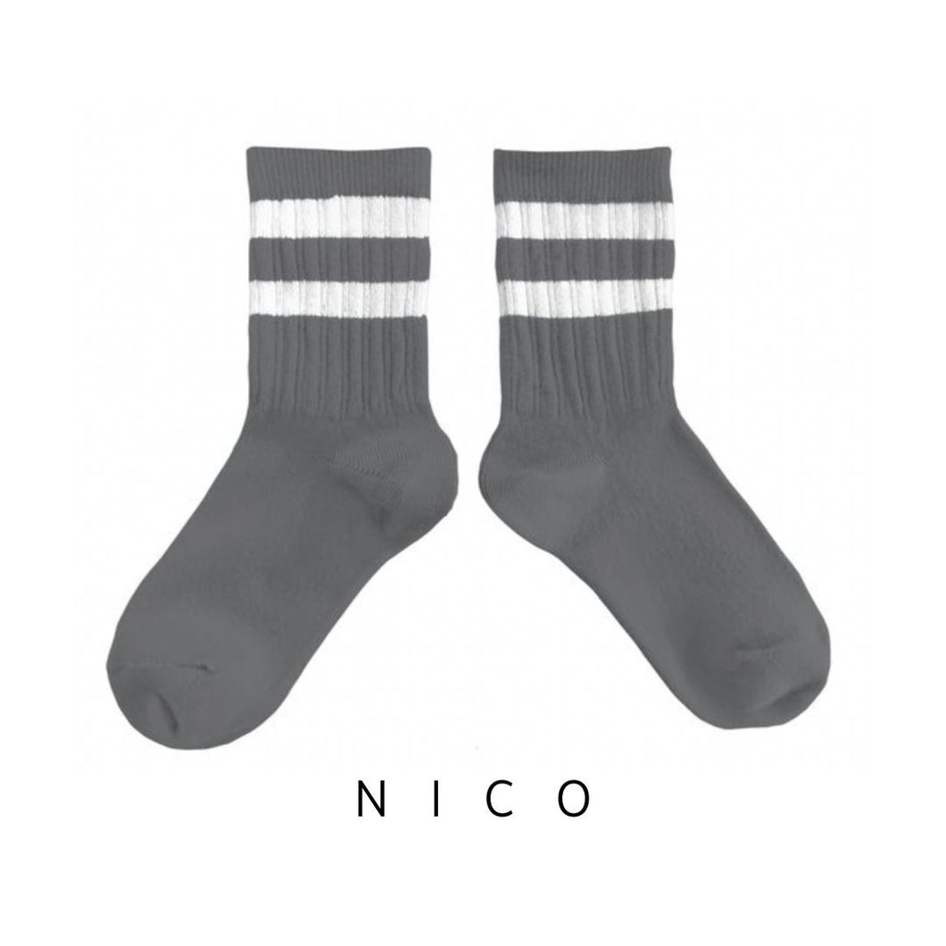Collegien | Nico - Varsity Crew Socks (Pebble Grey)