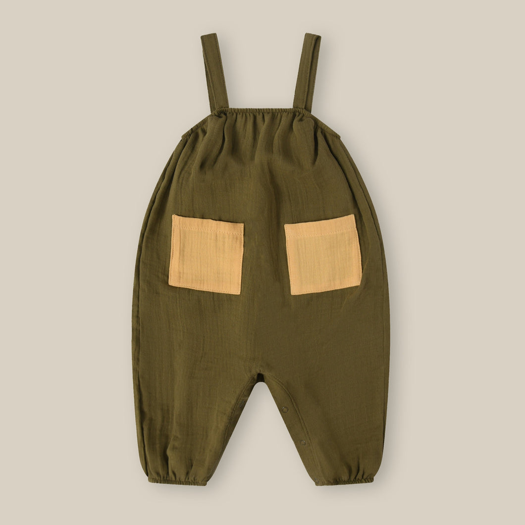 Organic Zoo - Olive Artisan Jumpsuit 2-3Y