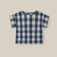 Load image into Gallery viewer, Organic Zoo - Pottery Blue Gingham Boxy T-shirt
