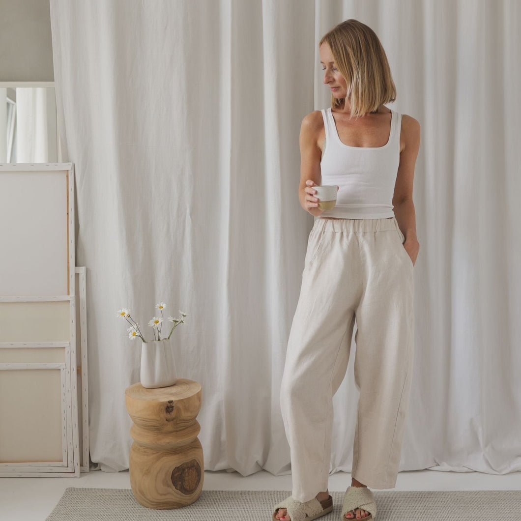Organic Zoo - Adult Women's Ceramic White Linen Pants