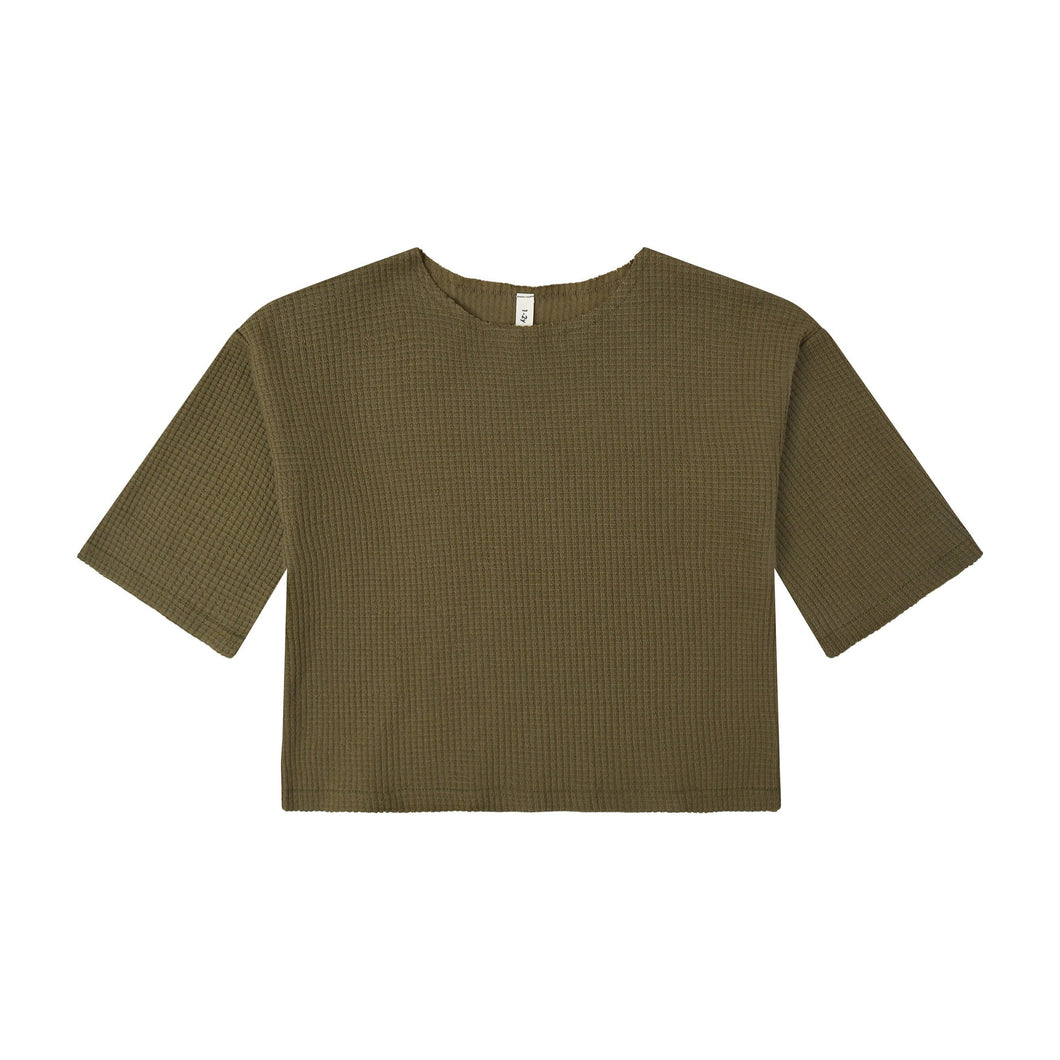 Organic Zoo - Olive Waffle Boxy Sweatshirt 3-4Y