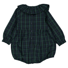 將圖片載入圖庫檢視器 [預購] Maison Marelle - 荷葉領包屁衣 DUPLEIX- Tartan Green &amp; Blue
