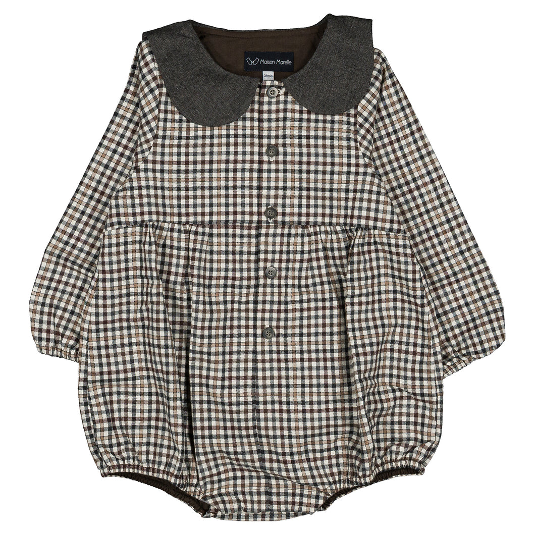 [預購] Maison Marelle - Romper BAC- Gingham Beige & Gray
