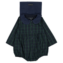 將圖片載入圖庫檢視器 [預購] Maison Marelle - 綁帶領包屁衣 BAC - Tartan Green &amp; Blue
