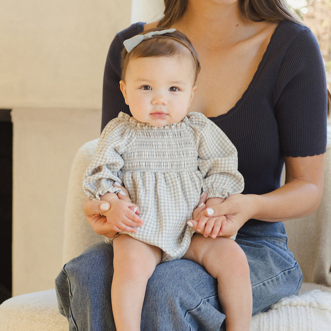Quincy Mae - Eden Romper (Blue Gingham)