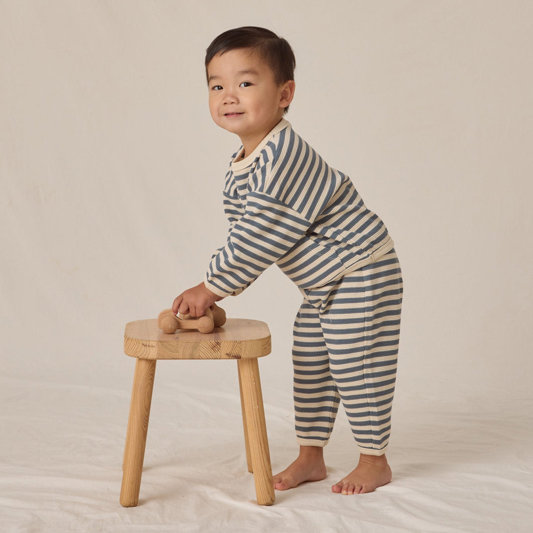 Quincy Mae - Waffle Slouch Set (Ocean Stripe)