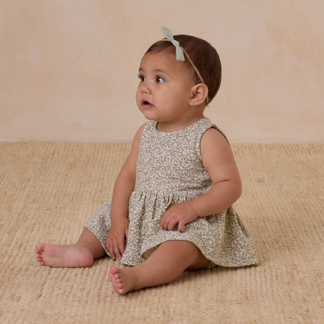 Quincy Mae - Skirted Romper || Green Garden