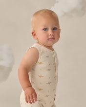Load image into Gallery viewer, Quincy Mae - Ribbed Henley Romper (Dinos)
