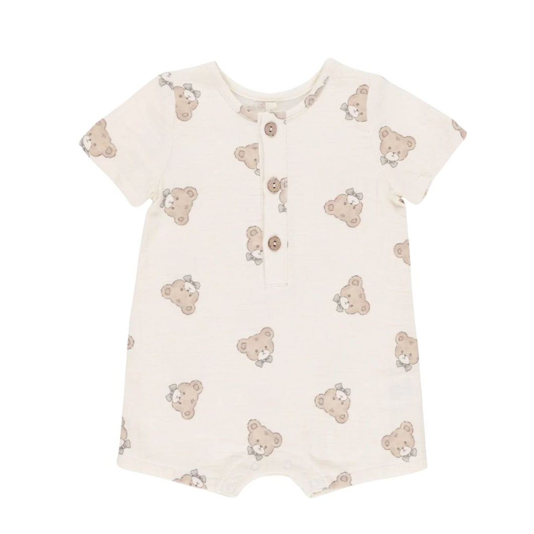 Quincy Mae - Short Sleeve Woven Romper (Teddy)