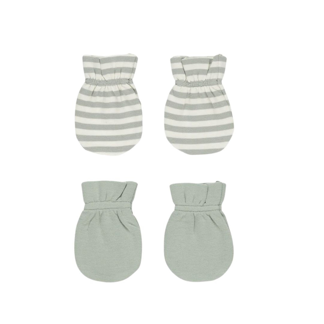 Quincy Mae - No Scratch Mittens Set of 2 (Sage Stripe / Sage)