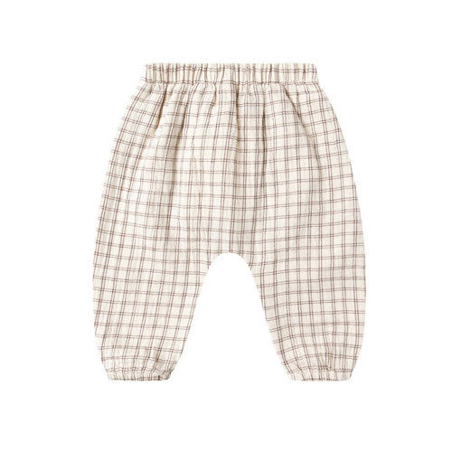Checkered baby pants on a white background