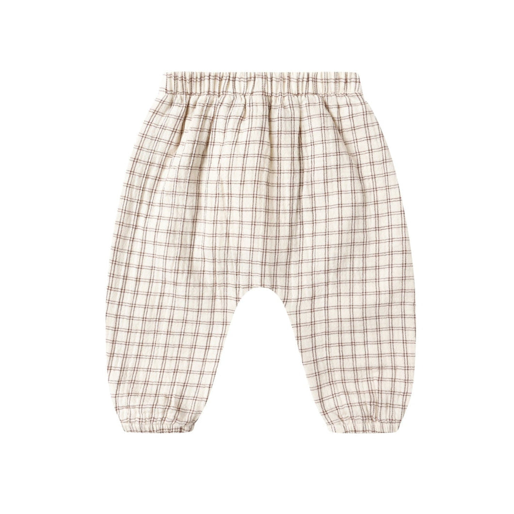 Checkered baby pants on a white background