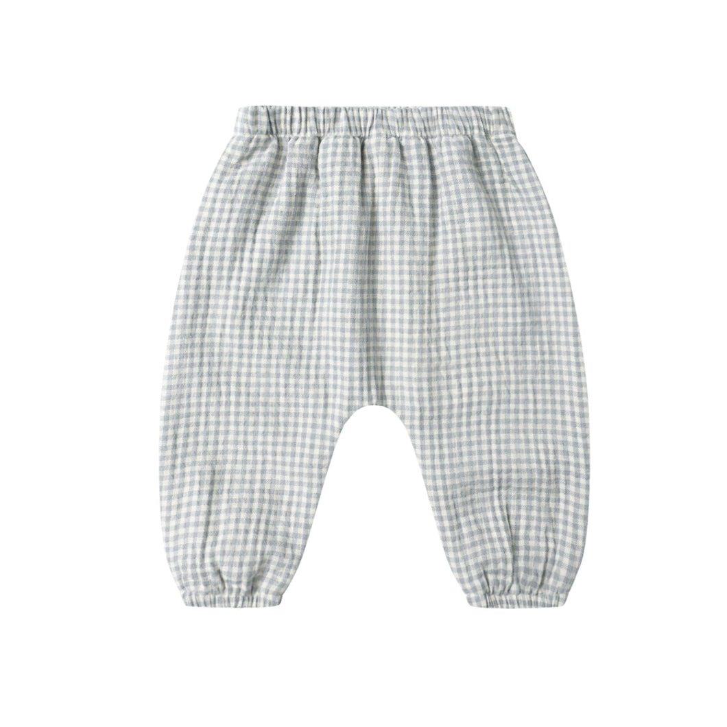 Checkered baby pants on a white background