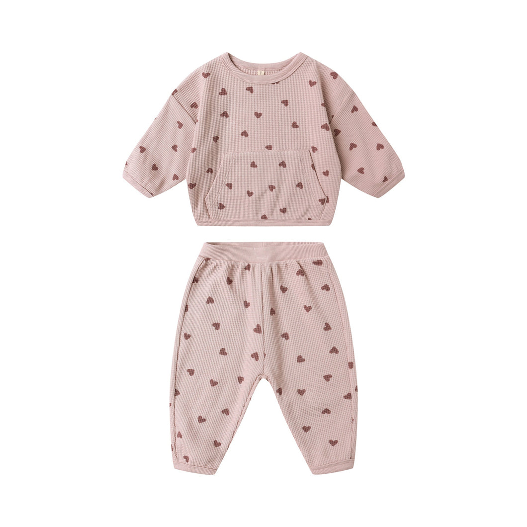 Quincy Mae -  Waffle Slouch Set (Hearts)