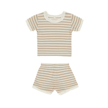 Load image into Gallery viewer, Quincy Mae - Waffle Shortie Set (Oat Stripe)
