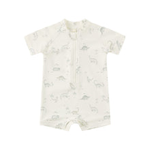 Load image into Gallery viewer, Quincy Mae -Zip Rashguard One-piece (Dinosaur)
