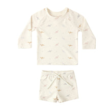 Load image into Gallery viewer, Children's two-piece outfit with long-sleeve top and shorts on a white background

