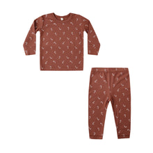 Load image into Gallery viewer, Children&#39;s pajama set with long-sleeve top and pants on a white background
