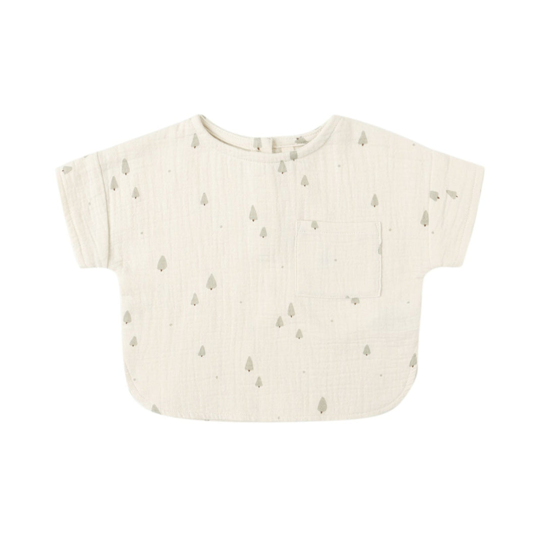 Quincy Mae - Woven Boxy Top (Trees)