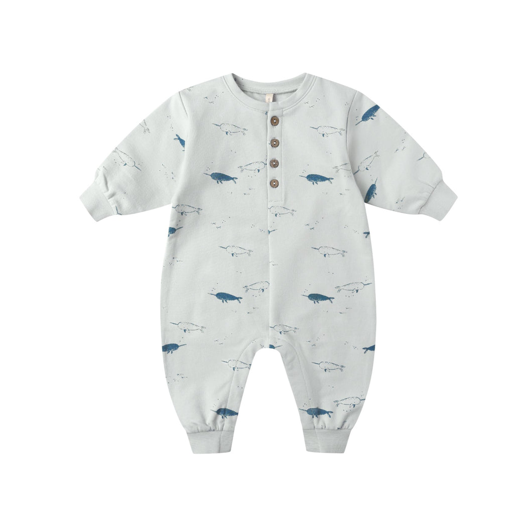 Quincy Mae - Relaxed Fleece Jumpsuit (Narwhals)