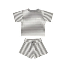 Load image into Gallery viewer, Quincy Mae - Boxy Tee + Short Set (LagoonStripe)
