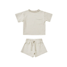 Load image into Gallery viewer, Quincy Mae - Boxy Tee + Short Set (Ash Stripe) 12-18M

