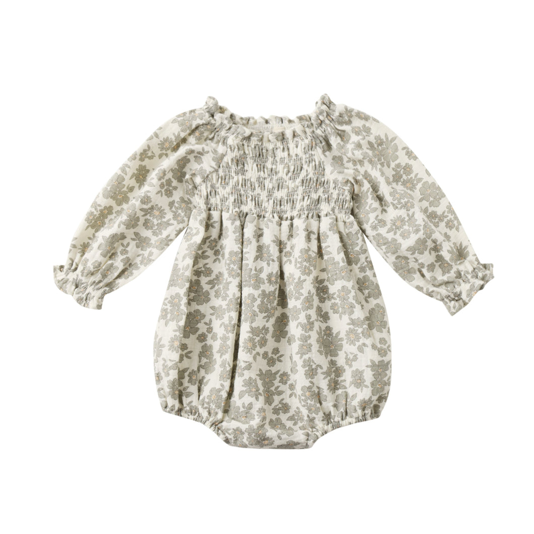 Quincy Mae - Eden Romper (Green Floral)