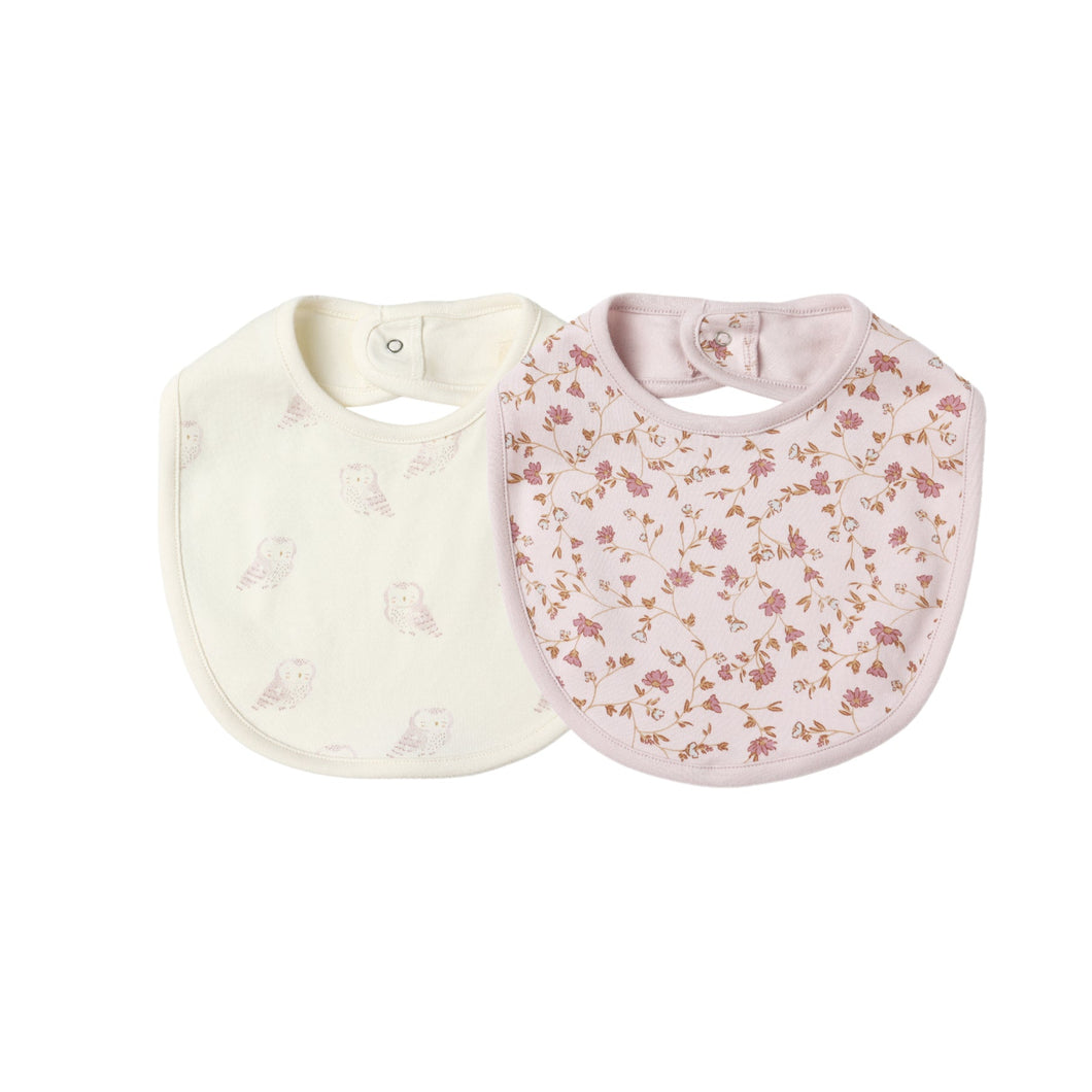 Quincy Mae - 2PK Bib (Garden, Snow Owls)